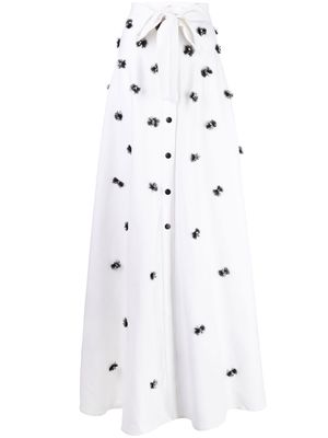 Saiid Kobeisy bead-embellished A-line skirt - White
