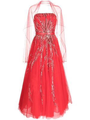 Saiid Kobeisy bead-embellished strapless dress - Red