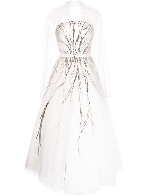 Saiid Kobeisy bead-embellished strapless dress - White