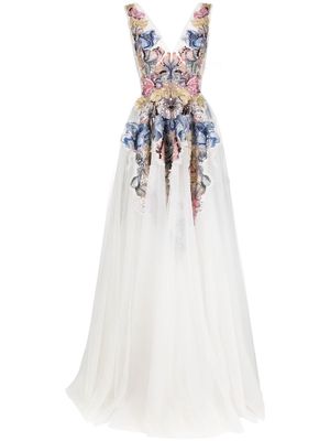 Saiid Kobeisy bead-embellished tulle gown - Multicolour
