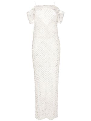 Saiid Kobeisy beaded lace maxi dress - White