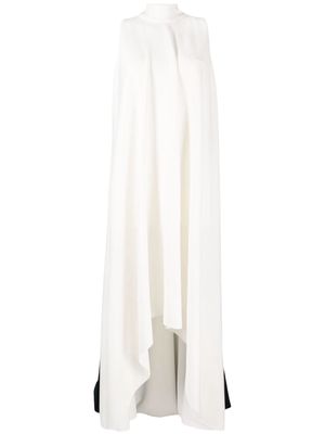 Saiid Kobeisy cape two-toned sleeveless gown - White