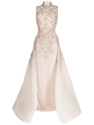 Saiid Kobeisy crystal-embellished open-back gown - White