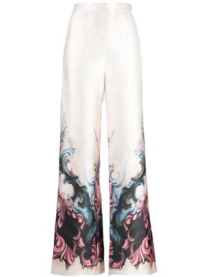 Saiid Kobeisy embroidered wide-leg trousers - Neutrals