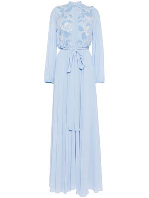 Saiid Kobeisy floral-embroidered kaftan dress - Blue