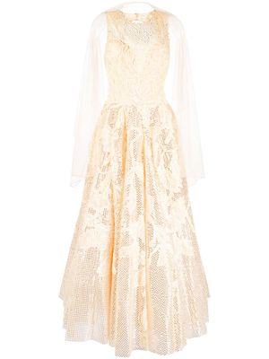 Saiid Kobeisy floral-embroidered sequin-embellished gown - Gold