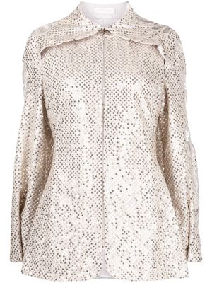 Saiid Kobeisy floral-embroidered sequin-embellished jacket - Silver