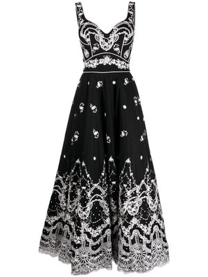 Saiid Kobeisy floral-embroidered sleeveless tulle gown - Black