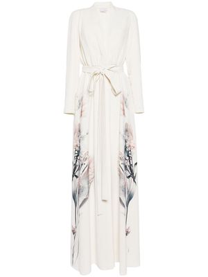 Saiid Kobeisy floral-print kaftan dress - White