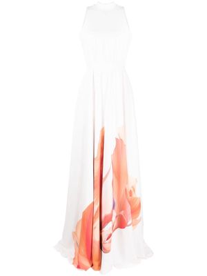 Saiid Kobeisy floral-print sleeveless gown - White