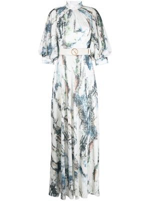 Saiid Kobeisy graphic-print sequin embellished dress - Blue