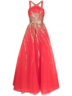 Saiid Kobeisy halterneck sequin-embellished gown - Red