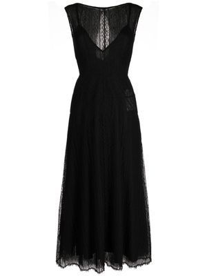 Saiid Kobeisy lace-overlay semi-sheer maxi dress - Black