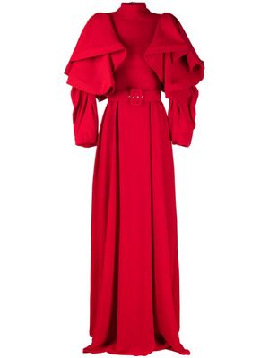 Saiid Kobeisy layered-sleeve belted gown