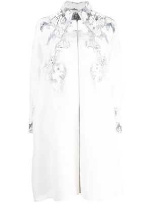 Saiid Kobeisy linen bead-embellished dress - White