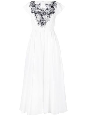 Saiid Kobeisy linen beaded-embellishment dress - White