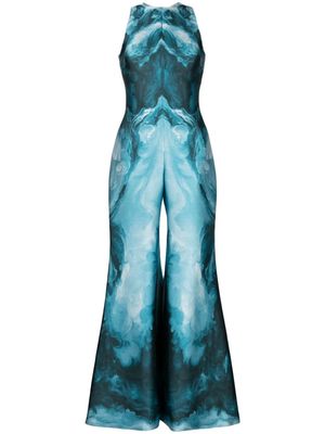 Saiid Kobeisy Mikado abstract-print piqué jumpsuit - Blue