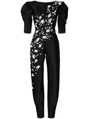 Saiid Kobeisy Mikado beaded satin jumpsuit - Black