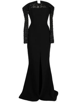 Saiid Kobeisy off-shoulder bead embellished dress - Black