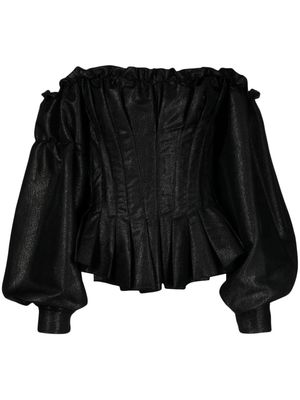 Saiid Kobeisy off-shoulder brocade corset top - Black