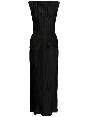 Saiid Kobeisy Plissé-effect satin midi dress - Black