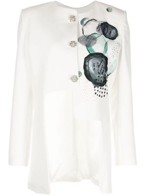 Saiid Kobeisy printed asymmetric jacket - White