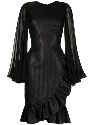 Saiid Kobeisy ruffle-trim long-sleeve dress - Black