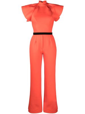 Saiid Kobeisy ruffled-detail belted jumpsuit - Orange