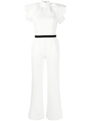 Saiid Kobeisy ruffled-detail belted jumpsuit - White