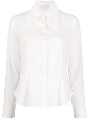 Saiid Kobeisy semi-sheer georgette crepe shirt - White