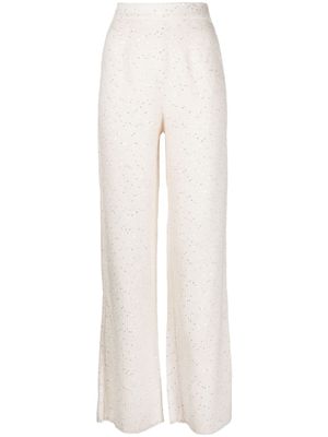 Saiid Kobeisy sequin-embellished tweed high-waisted trousers - White