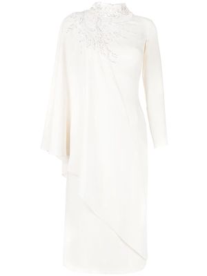 Saiid Kobeisy sequin embroidered draped dress - White