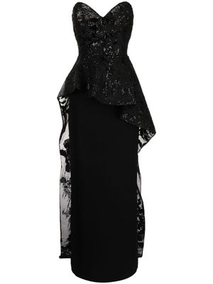 Saiid Kobeisy strapless embroidered dress - Black