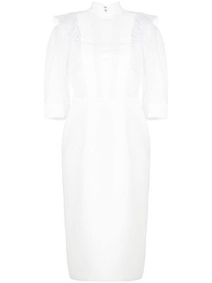 Saiid Kobeisy tulle-ruffle crepe midi dress - White