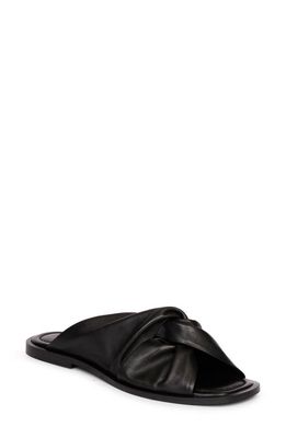 SAINT G Taylor Leather Crisscross Slide Sandal in Black