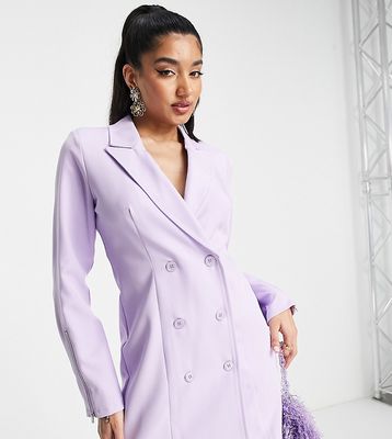 Saint Genies blazer dress with zip sleeve detail in lilac-Purple