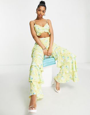 Saint Genies strappy top in yellow floral - part of a set-Multi
