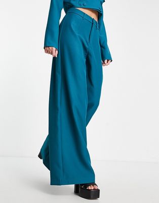Saint Genies tailored flare pants in teal - part of a set-Blue