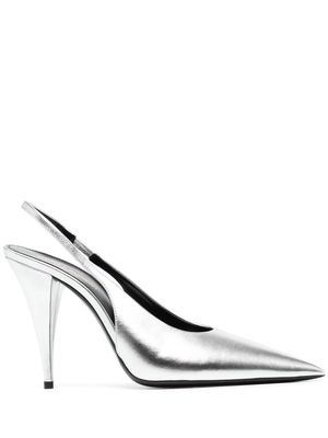Saint Laurent 100mm metallic-finish heeled pumps - Silver