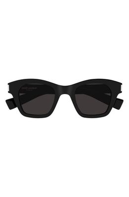 Saint Laurent 47mm Small Rectangular Sunglasses in Black