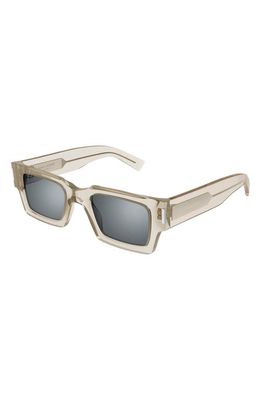 Saint Laurent 50mm Rectangular Sunglasses in Beige