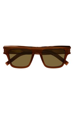 Saint Laurent 55mm Rectangular Sunglasses in Brown
