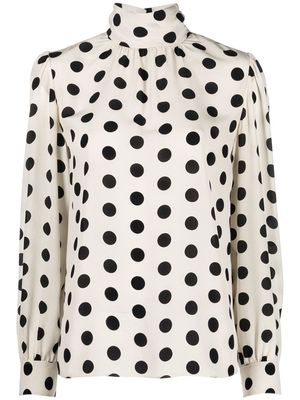 Saint Laurent all-over polka-dot print blouse - Neutrals