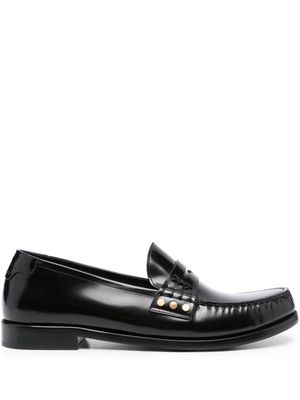 Saint Laurent almond-toe leather loafers - Black