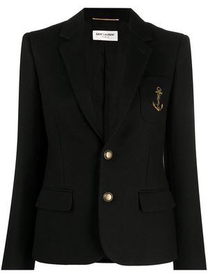 Saint Laurent anchor-detail single-breasted blazer - Black