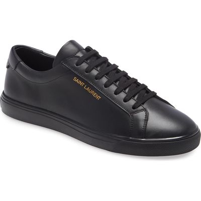 Saint Laurent Andy Leather Sneaker in Nero at Nordstrom, Size 9Us