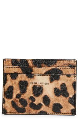 Saint Laurent Animal Print Leather Card Case in Manto Naturale