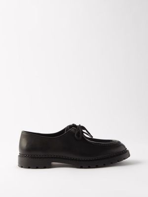 Saint Laurent - Apron-stitched Leather Derby Shoes - Mens - Black