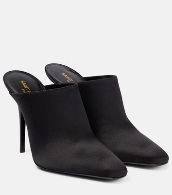 Saint Laurent Ascot 105 satin and leather mules