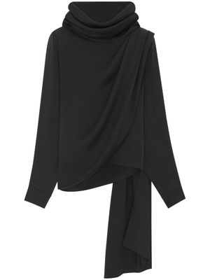 Saint Laurent attached-scarf silk top - Black